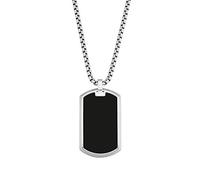 s.Oliver cadena con colgante de acero inoxidable collar de los hombres, con ágata, 60 cm, plata, Viene en caja de regalo de joyería, 2028415