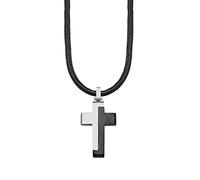 s.Oliver Cadena con colgante de acero inoxidable/cuero, collar infantil para niños, motivo, viene en caja de regalo de joyería