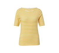 s.Oliver Camiseta a Rayas de Corte Ajustado con Estructura de Hilo Flameado, Amarillo limón, 42