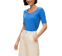 s.Oliver Camiseta de Manga 3/4 para Mujer, Corte Ajustado, Cuello Barco, Moda y cómoda, Azul, 36
