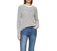 s.Oliver Camiseta de Manga Larga para Mujer con diseño de Rayas y Cozy, para el Tiempo Libre y el día a día, Azul Marino, 38