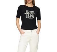 s.Oliver Camiseta de Mujer con Estampado Frontal - Elástica y Que realza la Figura para Casual & City, Negro, 42