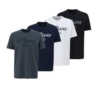 S.Oliver Camiseta Hombre, 4er Paquete - Básico,Logotipo Impreso,Redondo,