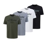 S.Oliver Camiseta Hombre, 4er Paquete - Básico,Logotipo Impreso,Redondo,
