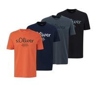 S.Oliver Camiseta Hombre, 4er Paquete - Básico,Logotipo Impreso,Redondo,