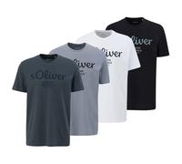 S.Oliver Camiseta Hombre, 4er Paquete - Básico,Logotipo Impreso,Redondo,