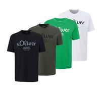 S.Oliver Camiseta Hombre, 4er Paquete - Básico,Logotipo Impreso,Redondo,