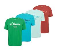 S.Oliver Camiseta Hombre, 4er Paquete - Básico,Logotipo Impreso,Redondo,