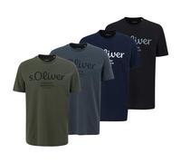 S.Oliver Camiseta Hombre, 4er Paquete - Básico,Logotipo Impreso,Redondo,