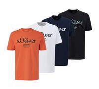 S.Oliver Camiseta Hombre, 4er Paquete - Básico,Logotipo Impreso,Redondo,