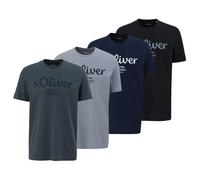 S.Oliver Camiseta Hombre, 4er Paquete - Básico,Logotipo Impreso,Redondo,