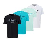 S.Oliver Camiseta Hombre, 4er Paquete - Básico,Logotipo Impreso,Redondo,