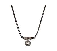 s.Oliver Collar con colgante de acero inoxidable para hombre, piel, plata, cruz, viene en caja de regalo de joyería