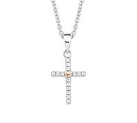 s.Oliver collar con colgante plata de ley 925 collar de niña, con zirconia cúbica sintética, 37+3 cm, bicolor, corazón, viene en caja de regalo de joyería