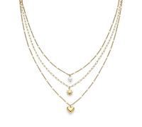 s.Oliver Collar elegante de acero inoxidable pulido, oro IP, cadena de eslabones de 55 cm, resistente al agua y agradable para la piel