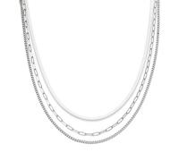 s.Oliver Collar elegante de acero inoxidable pulido - plata - Cadena de eslabones 54 cm - resistente al agua y agradable para la piel