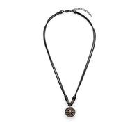 s.Oliver Collar para hombre - Cuero & Acero inoxidable - IP Gun - Correa de cuero ajustable 55 cm - hipoalergénico