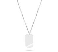 s.Oliver Collar para hombre de acero inoxidable mate con colgante de día - Plata - Cadena de ancla ajustable hasta 60 cm - impermeable y agradable para la piel