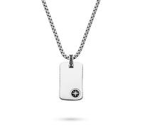 s.Oliver Collar para hombre de acero inoxidable mate con colgante de día - Plata - Cadena veneciana ajustable hasta 60 cm - resistente al agua y agradable para la piel