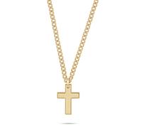 s.Oliver Collar para hombre de acero inoxidable pulido con colgante de cruz, oro IP, cadena ajustable hasta 55 cm, resistente al agua y respetuosa con la piel