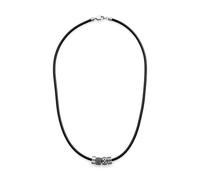 s.Oliver Collar para hombre de piel auténtica, color negro, correa textil de 50 cm, resistente al agua y respetuosa con la piel
