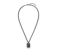 s.Oliver Collar para hombre de piel auténtica con colgante de brújula - IP Gun - Correa de piel ajustable hasta 55 cm - resistente al agua y agradable para la piel