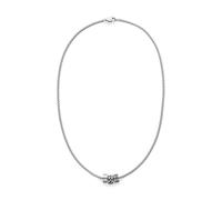 s.Oliver Collar para hombre de piel auténtica con colgante de diente de tiburón - Plata - Cadena de ancla ajustable hasta 50 cm - impermeable y agradable para la piel