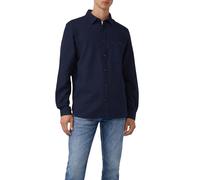 s.Oliver Corte Regular: Camisa de algodón con Textura con Bolsillo en el Pecho, Azul Marino, L