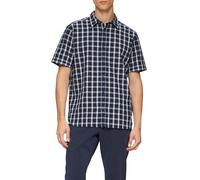 s.Oliver Corte Regular: Camisa de Manga Corta a Cuadros con Textura, 59n1_Azul Marino, XXL
