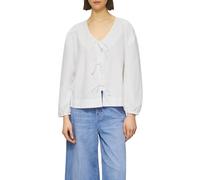s.Oliver Divertida Blusa de popelín con Lazos y Mangas abullonadas, Blanco, 46