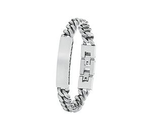s.Oliver Ident brazalete de acero inoxidable para hombre, 20+1,5 cm, plata, Se entrega en caja de regalo