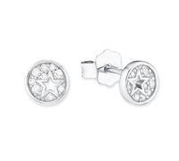 s.Oliver pendientes de plata de ley 925 pendientes de los niños de la muchacha, con zirconia cúbico sintetizador., 0,6 cm, blanco, estrella, Viene en caja de regalo de joyería