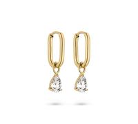 S.Oliver Para Mujer Joyería - Aros De Acero Inoxidable Con Brillantes Steinanhängern Elegante & Atemporal Hermoso - Perfecto Idea De Regalo