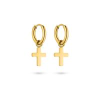 s.Oliver Pendientes de aro elegantes de acero inoxidable pulido - oro - resistente al agua y delicado con la piel