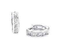 s.Oliver Pendientes de aro Plata de Ley 925 niñas, pendientes infantiles, con circonitas sintéticas, viene en caja regalo joyería