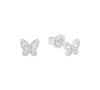 s.Oliver Pendientes de botón de plata de ley 925 para niñas, con circonitas sintéticas, mariposa, se entregan en caja de regalo de joyería