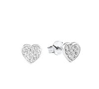 s.Oliver Pendientes de botón para niña en Plata de Ley 925, con circonitas sintéticas, corazón, se entregan en caja de regalo de joyería