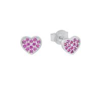 s.Oliver Pendientes de botón para niña en Plata de Ley 925, con circonitas sintéticas, corazón, se entregan en caja de regalo de joyería