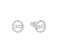 s.Oliver Pendientes de plata de ley 925, con sintetizador de circonitas cúbicas, 1 cm, plata, infinito, en caja de regalo