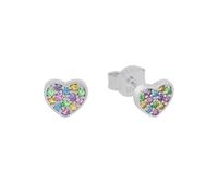 s.Oliver pendientes de plata de ley 925 joyería del oído de los niños de la muchacha, con zirconia cúbico synth., 0,6 cm, plata, corazón, Viene en caja de regalo de joyería