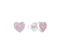 s.Oliver pendientes de plata de ley 925 joyería del oído de los niños de las muchachas, con zirconia synth., 0,7 cm, plata, corazón, viene en caja de regalo de joyería, 2036821