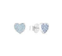 s.Oliver pendientes de plata de ley 925 joyería infantil para las orejas, con circonita sintética, 0,7 cm, azul, corazón, viene en caja de regalo de joyería, 2036824