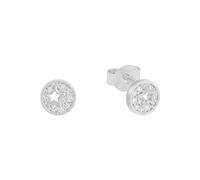 s.Oliver pendientes de plata de ley 925 pendientes de los niños de la muchacha, con zirconia cúbico sintetizador., 0,6 cm, blanco, estrella, Viene en caja de regalo de joyería
