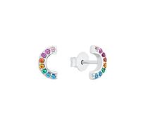 s.Oliver pendientes de plata de ley 925 pendientes de los niños de las niñas, con zirconia cúbica sintetizador., 0,4 cm, plata, arco iris, Viene en caja de regalo de joyería