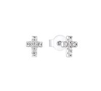 s.Oliver pendientes de plata esterlina 925 joyería del oído de los niños de la muchacha, con zirconia cúbico synth., 0,6 cm, plata, cruz, Viene en caja de regalo de joyería