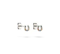 s.Oliver Pendientes infantiles de plata 925 pulida con circonitas - Color plata - 0,7 cm - Cierre de ranura, impermeable y respetuoso con la piel
