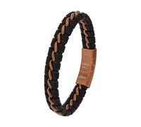 s.Oliver pulsera brazalete de acero inoxidable de cuero de los hombres, 20+1,5 cm, negro, viene en caja de regalo de joyería, 2037990
