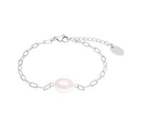 s.Oliver Pulsera con colgante para mujer, acero inoxidable, perlas de agua dulce, 17 + 3 cm, plata, idea de regalo, 2040601