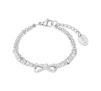 s.Oliver pulsera de acero inoxidable niña brazo joyería con cristal, 14+2 cm, plata, Infinito, Viene en caja de regalo de joyería