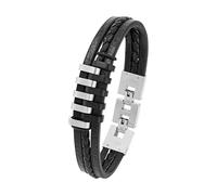 s.Oliver pulsera de acero inoxidable de cuero de los hombres del brazo de joyería 20 + 2 cm, bicolor, viene en caja de regalo de joyería